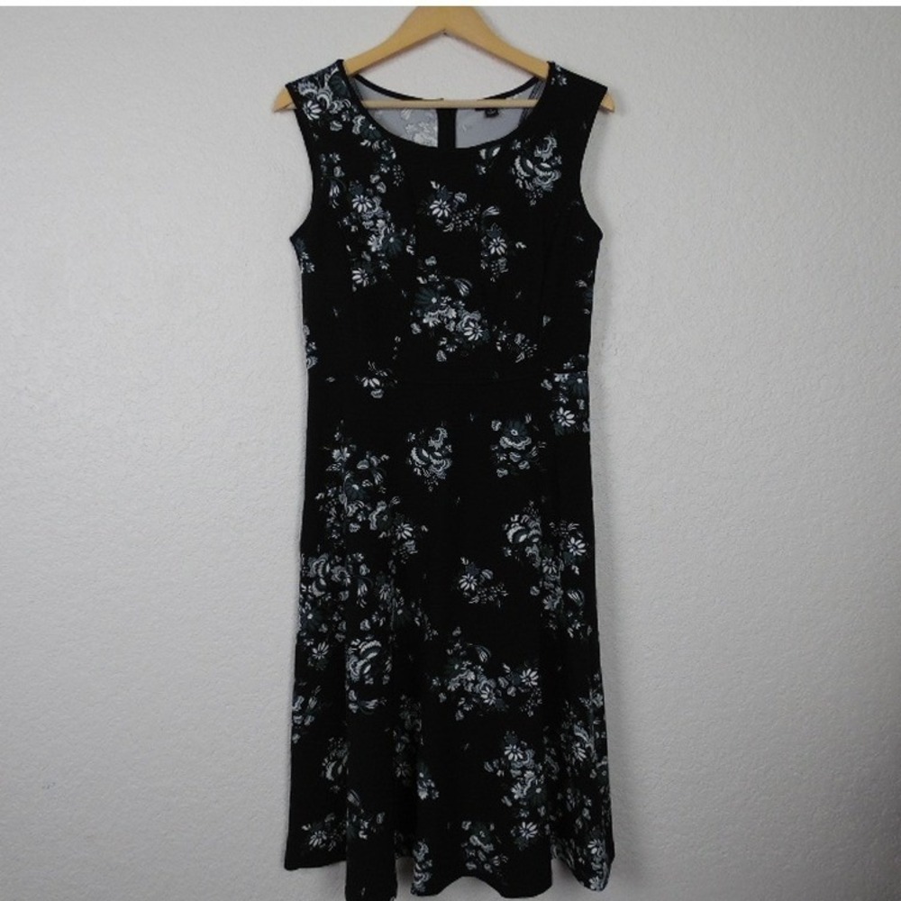 Ann Taylor Women's‎ Floral Fit & Flare Dress SZ 4 Black Career Office NWT Church